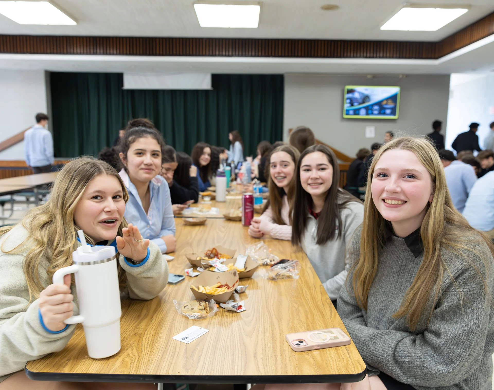 Students eating lunch in cafeteria